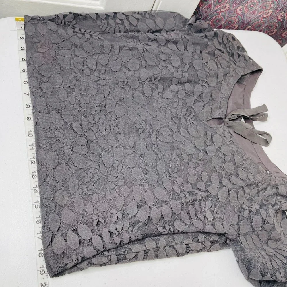 Garnet‎ Hill Women's Bohème Easy Lace Dress Size 4 In Color Gray 3/4 Sleeves